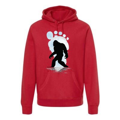 Sasquatch Footprint Moon Light Bigfoot Lovers Gifts Premium Hoodie