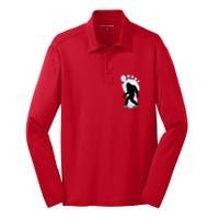 Sasquatch Footprint Moon Light Bigfoot Lovers Gifts Silk Touch Performance Long Sleeve Polo