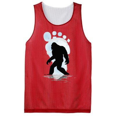 Sasquatch Footprint Moon Light Bigfoot Lovers Gifts Mesh Reversible Basketball Jersey Tank