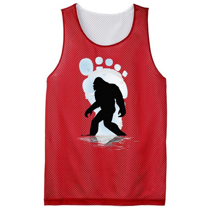 Sasquatch Footprint Moon Light Bigfoot Lovers Gifts Mesh Reversible Basketball Jersey Tank