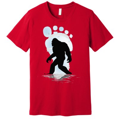 Sasquatch Footprint Moon Light Bigfoot Lovers Gifts Premium T-Shirt