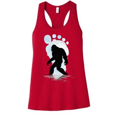 Sasquatch Footprint Moon Light Bigfoot Lovers Gifts Women's Racerback Tank