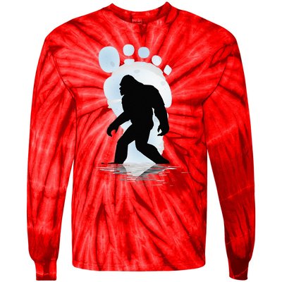 Sasquatch Footprint Moon Light Bigfoot Lovers Gifts Tie-Dye Long Sleeve Shirt