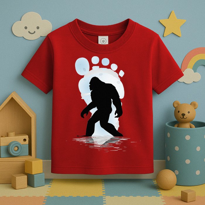 Sasquatch Footprint Moon Light Bigfoot Lovers Gifts Toddler T-Shirt