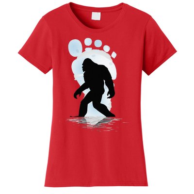 Sasquatch Footprint Moon Light Bigfoot Lovers Gifts Women's T-Shirt