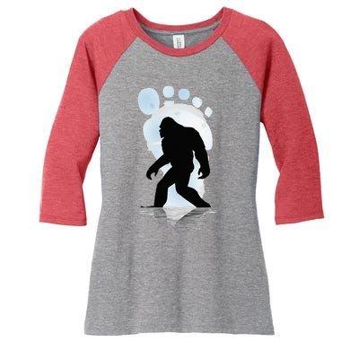 Sasquatch Footprint Moon Light Bigfoot Lovers Gifts Women's Tri-Blend 3/4-Sleeve Raglan Shirt