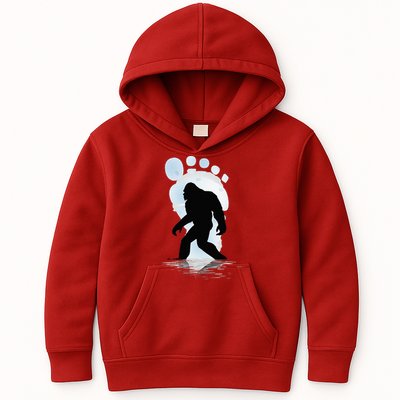 Sasquatch Footprint Moon Light Bigfoot Lovers Gifts Kids Hoodie