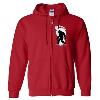 Sasquatch Footprint Moon Light Bigfoot Lovers Gifts Full Zip Hoodie