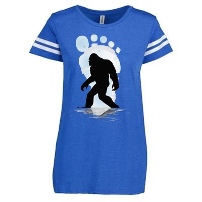 Sasquatch Footprint Moon Light Bigfoot Lovers Gifts Enza Ladies Jersey Football T-Shirt