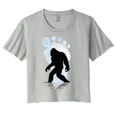 Sasquatch Footprint Moon Light Bigfoot Lovers Gifts Women's Crop Top Tee