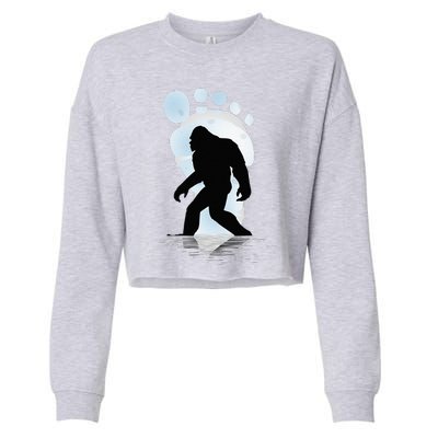 Sasquatch Footprint Moon Light Bigfoot Lovers Gifts Cropped Pullover Crew