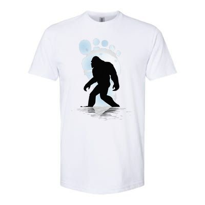 Sasquatch Footprint Moon Light Bigfoot Lovers Gifts Softstyle CVC T-Shirt