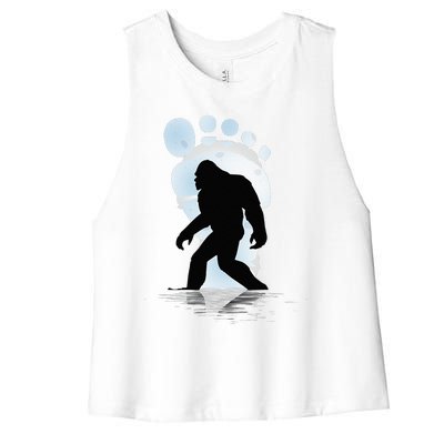 Sasquatch Footprint Moon Light Bigfoot Lovers Gifts Women's Racerback Cropped Tank