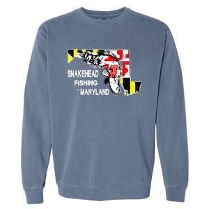 Snakehead Fishing Maryland Bass Outdoor Angler Garment-Dyed Sweatshirt