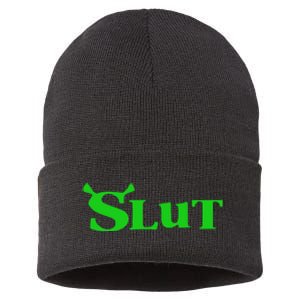 Slut Funny Meme Logo Sustainable Knit Beanie