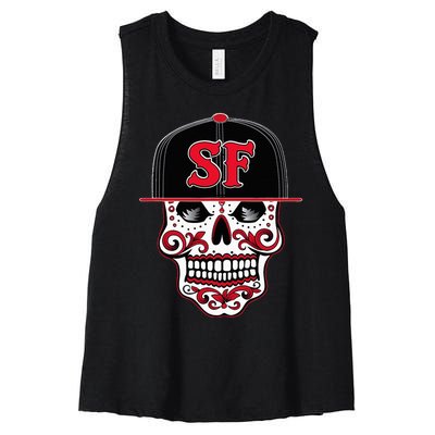 San Francisco Mexican Sugar Skull Women's Racerback Cropped Tank