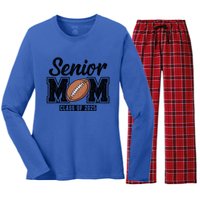 Senior Football Mom Graduate 2025 Class Of 2025 Great Gift Women's Long Sleeve Flannel Pajama Set 