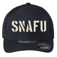 Snafu Funny Military Slang Design Stencil Look Letters Flexfit Unipanel Trucker Cap