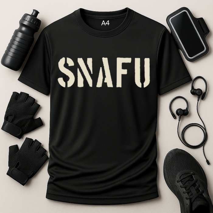 Snafu Funny Military Slang Design Stencil Look Letters Cooling Performance Crew T-Shirt