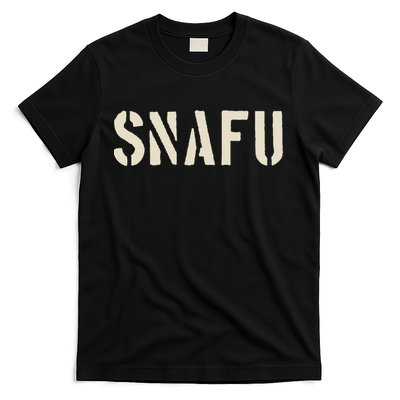 Snafu Funny Military Slang Design Stencil Look Letters T-Shirt