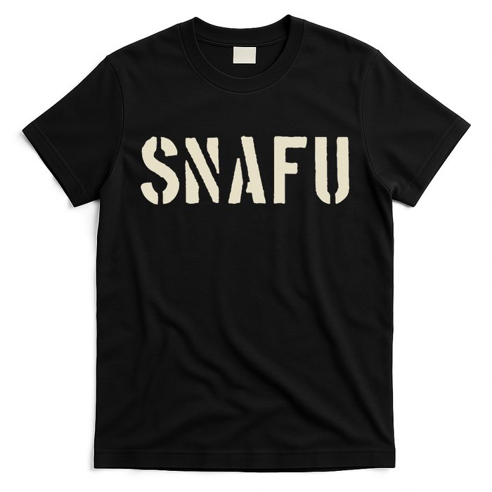Snafu Funny Military Slang Design Stencil Look Letters T-Shirt