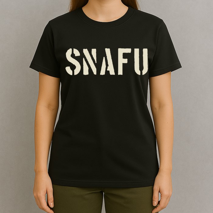 Snafu Funny Military Slang Design Stencil Look Letters T-Shirt
