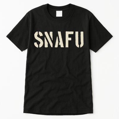 Snafu Funny Military Slang Design Stencil Look Letters Tall T-Shirt