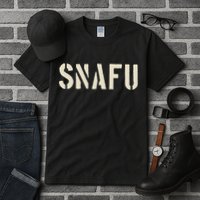 Snafu Funny Military Slang Design Stencil Look Letters Tall T-Shirt