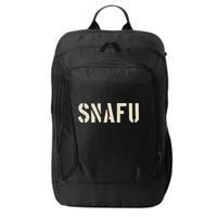 Snafu Funny Military Slang Design Stencil Look Letters City Backpack