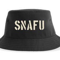 Snafu Funny Military Slang Design Stencil Look Letters Sustainable Bucket Hat