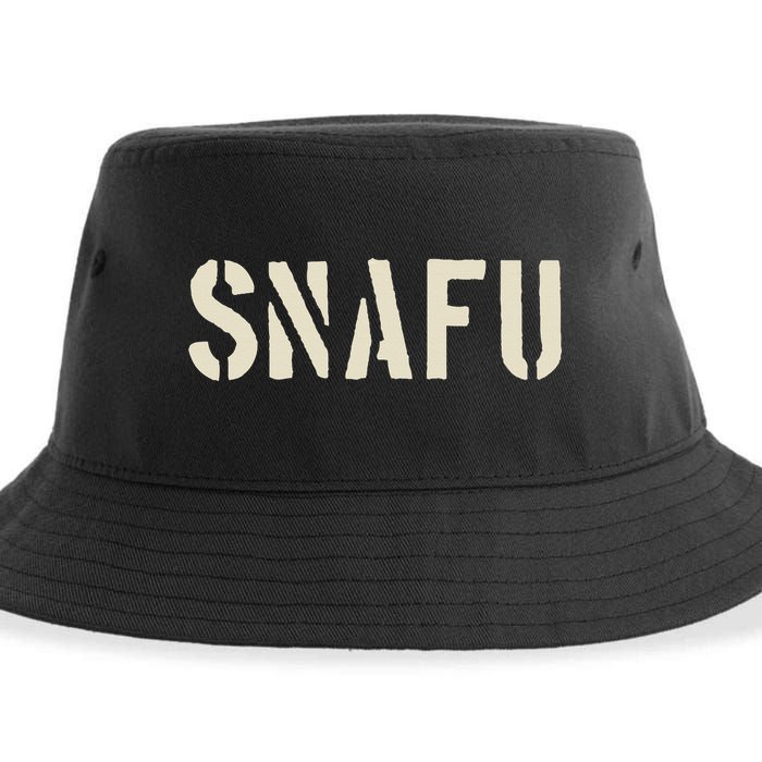 Snafu Funny Military Slang Design Stencil Look Letters Sustainable Bucket Hat