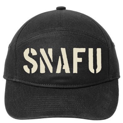 Snafu Funny Military Slang Design Stencil Look Letters 7-Panel Snapback Hat