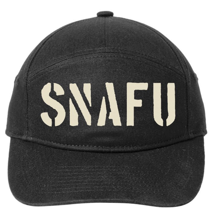 Snafu Funny Military Slang Design Stencil Look Letters 7-Panel Snapback Hat