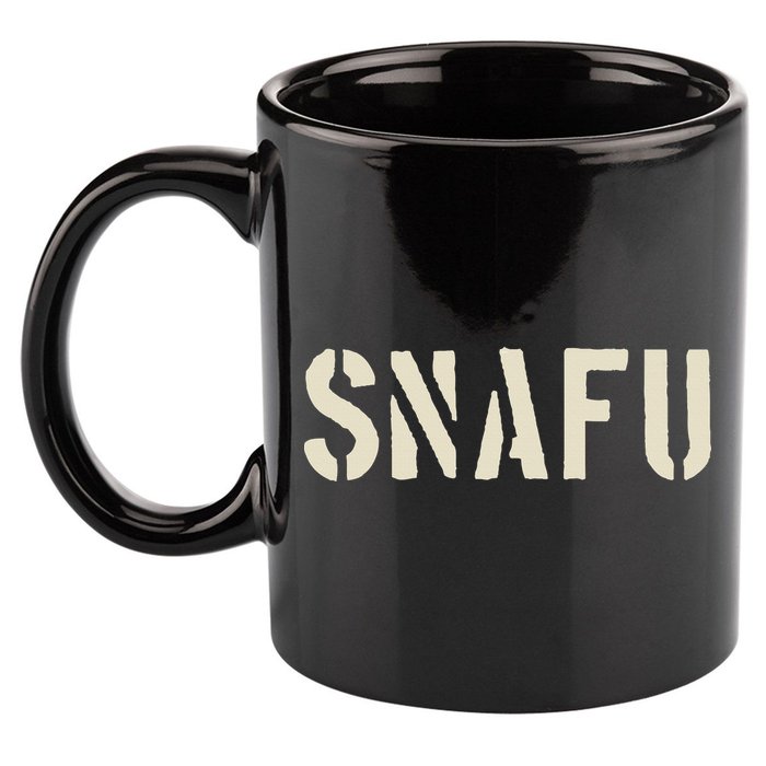 Snafu Funny Military Slang Design Stencil Look Letters 11oz C Handle Ceramic Mug
