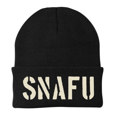 Snafu Funny Military Slang Design Stencil Look Letters Beanie