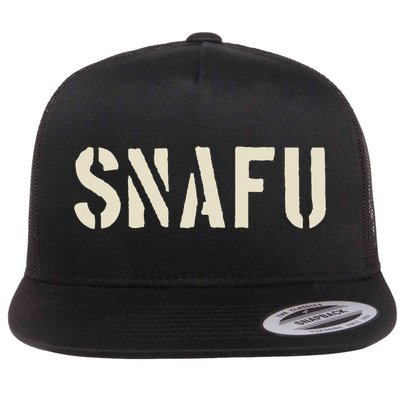Snafu Funny Military Slang Design Stencil Look Letters Flatbill Hat