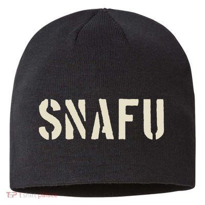 Snafu Funny Military Slang Design Stencil Look Letters Sustainable Beanie