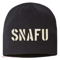 Snafu Funny Military Slang Design Stencil Look Letters Sustainable Beanie