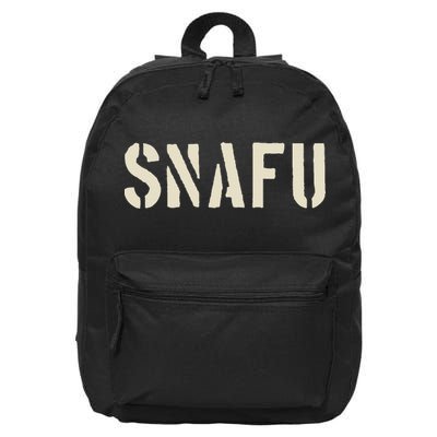 Snafu Funny Military Slang Design Stencil Look Letters 16 in Basic Backpack