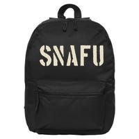 Snafu Funny Military Slang Design Stencil Look Letters 16 in Basic Backpack
