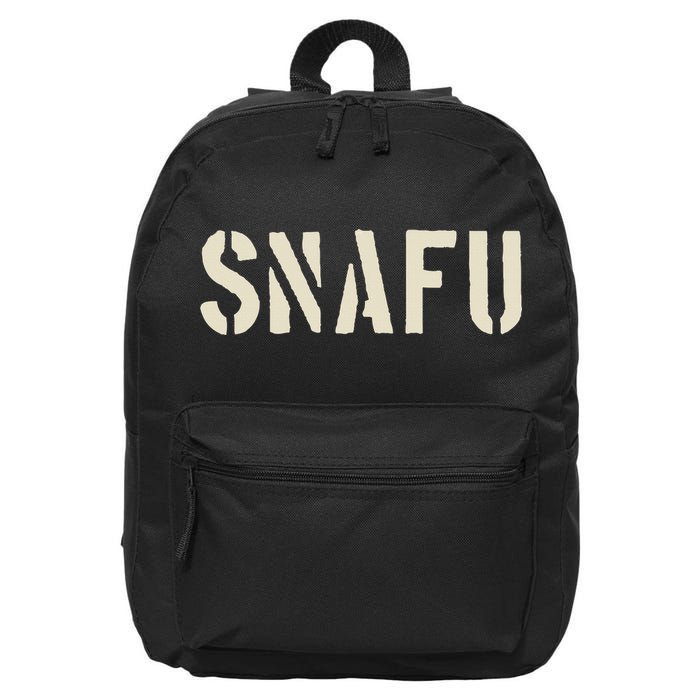 Snafu Funny Military Slang Design Stencil Look Letters 16 in Basic Backpack