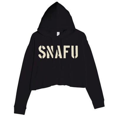 Snafu Funny Military Slang Design Stencil Look Letters Crop Fleece Hoodie