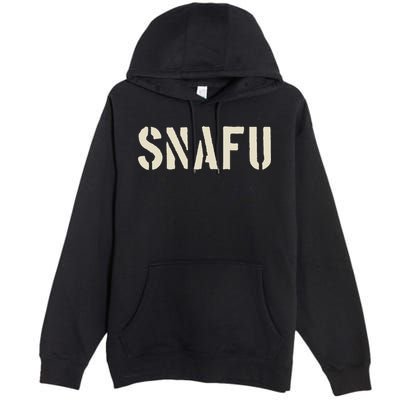 Snafu Funny Military Slang Design Stencil Look Letters Premium Pullover Hoodie
