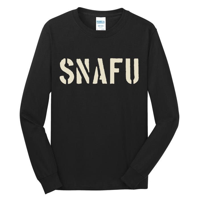 Snafu Funny Military Slang Design Stencil Look Letters Tall Long Sleeve T-Shirt