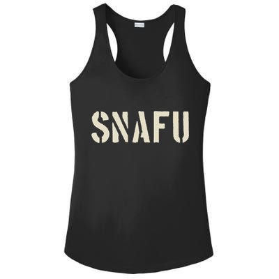 Snafu Funny Military Slang Design Stencil Look Letters Ladies PosiCharge Competitor Racerback Tank