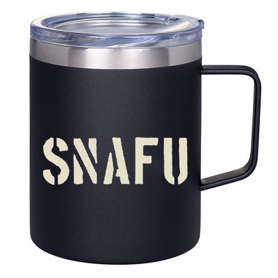Snafu Funny Military Slang Design Stencil Look Letters 12oz Stainless Steel Coffee Mug