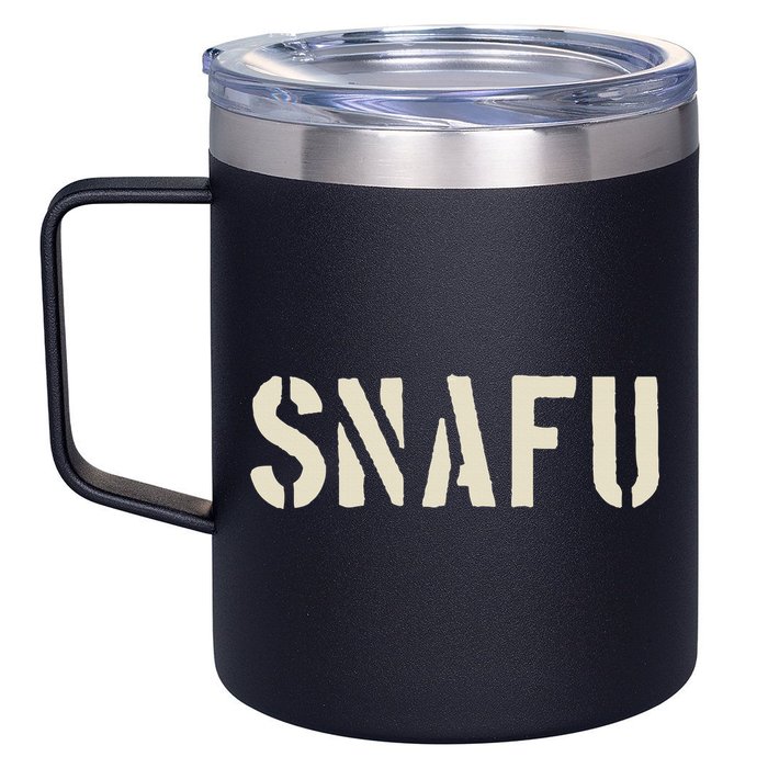 Snafu Funny Military Slang Design Stencil Look Letters 12oz Stainless Steel Coffee Mug