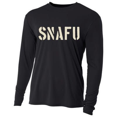 Snafu Funny Military Slang Design Stencil Look Letters Cooling Performance Long Sleeve Crew