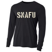 Snafu Funny Military Slang Design Stencil Look Letters Cooling Performance Long Sleeve Crew