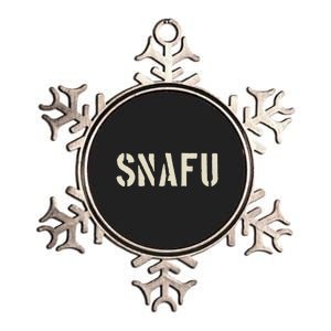 Snafu Funny Military Slang Design Stencil Look Letters Metallic Star Ornament